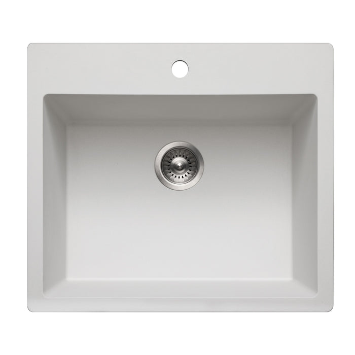 Houzer G-300 CLOUD Quartztone 25" Cloud Granite Composite Drop-in Topmount Single Bowl Kitchen Sink