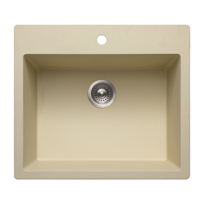 Houzer G-300 SAND Quartztone 25" Sand Granite Composite Drop-in Topmount Single Bowl Kitchen Sink