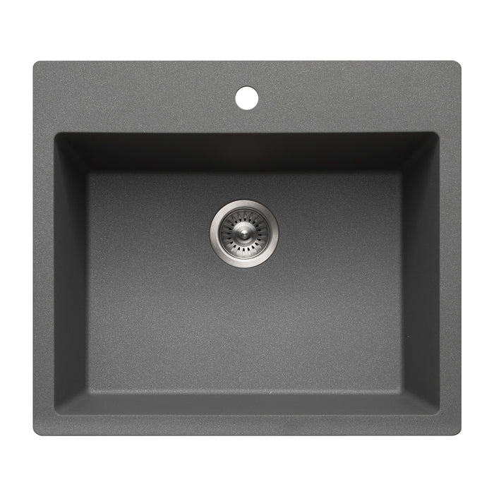Houzer G-300 SLATE Quartztone 25" Slate Granite Composite Drop-in Topmount Single Bowl Kitchen Sink