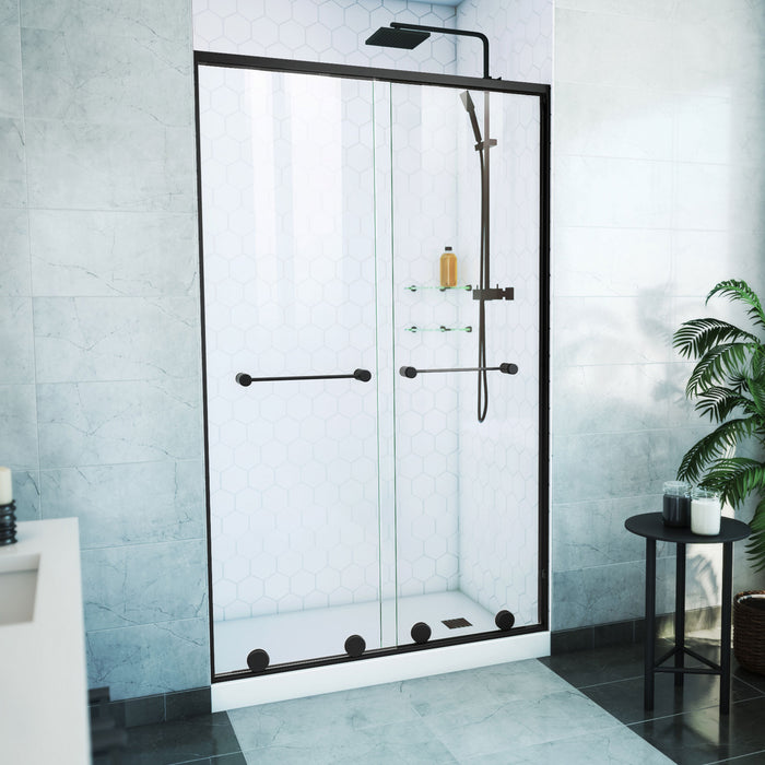 DreamLine SDHA48W760VXX09 Harmony Frameless Bypass Shower Door in Satin Black