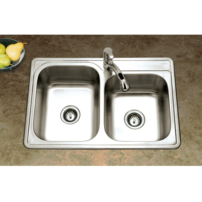 Houzer ISL-3322BS1-1 Glowtone 33" Drop-in Topmount 1-Hole 60/40 Double Bowl Kitchen Sink