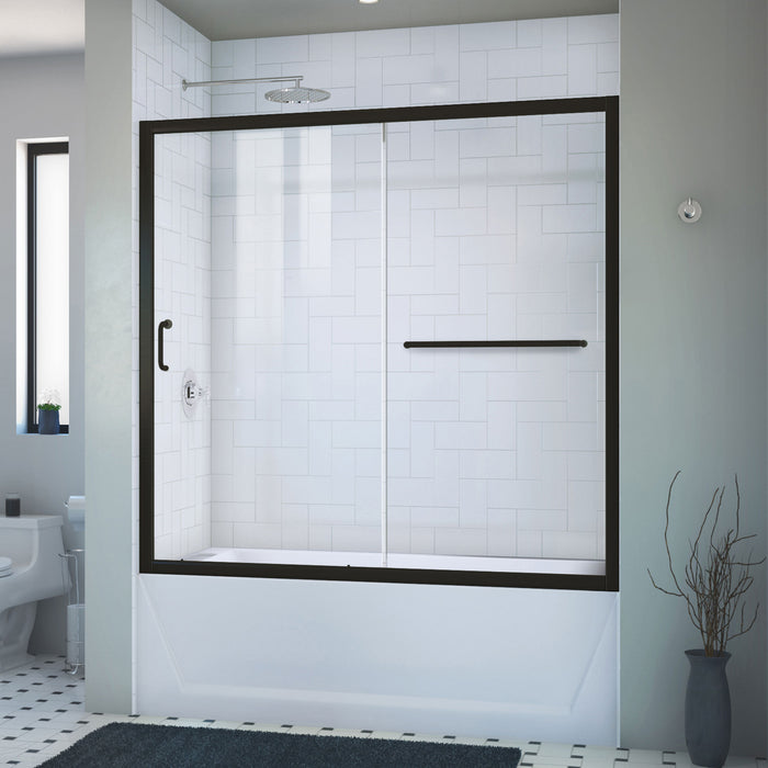 Dreamline SHDR-0960580-09 Infinity-Z 56-60"W x 58"H Semi-Frameless Sliding Tub Door, Clear Glass in Satin Black