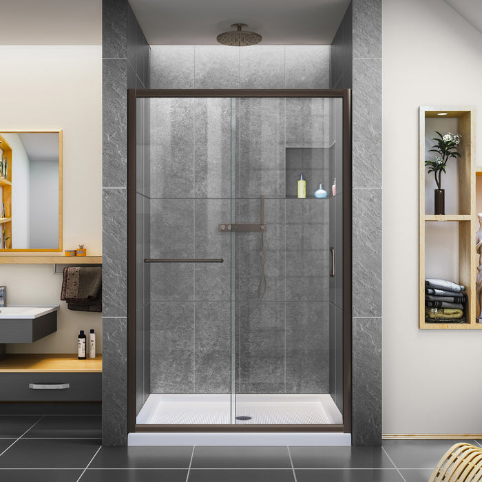 DreamLine SHDR-0948720-06 Infinity-Z 44-48"W x 72"H Semi-Frameless Sliding Shower Door, Clear Glass in Oil Rubbed Bronze