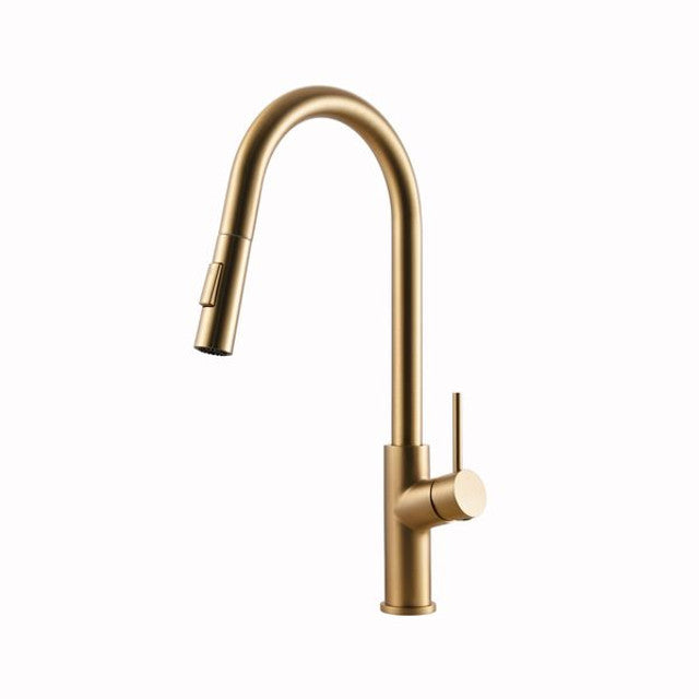 Houzer KEV-151-BB Kevali Series Brushed Brass Single Handle Pull-Down Kitchen Faucet