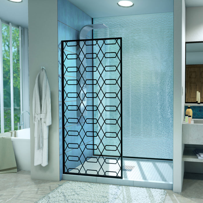 DreamLine D3234720HX-09 Linea Maze 34"W x 72"H Single Panel Frameless Shower Door, Open Entry Design in Satin Black
