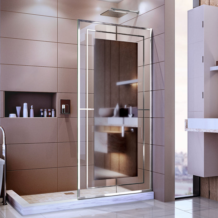 DreamLine D3234721M12-08 Linea Mira 34"W x 72"H Single Panel Frameless Shower Screen in Polished Stainless Steel