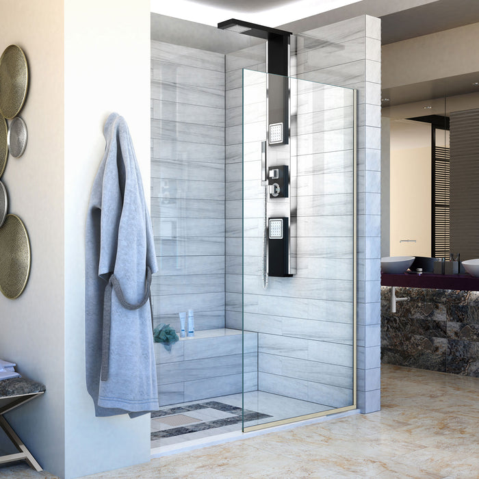 DreamLine SHDR-3234721-04 Linea Single Panel Frameless Shower Screen 34"W x 72"H, Open Entry Design in Brushed Nickel