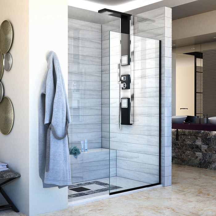 DreamLine SHDR-3230721-09 Linea Single Panel Frameless Shower Screen 30"W x 72"H, Open Entry Design in Satin Black