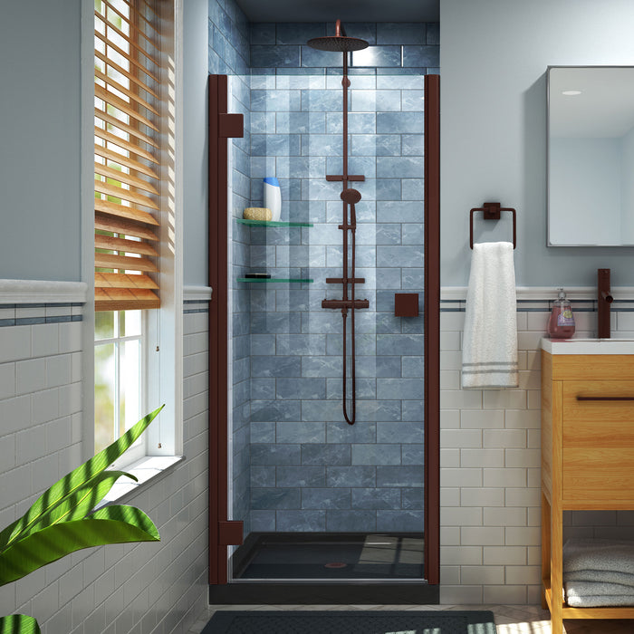 DreamLine DL-533442-88-06 Lumen 34"D x 42"W x 74 3/4"H Hinged Shower Door in Oil Rubbed Bronze with Black Base Kit
