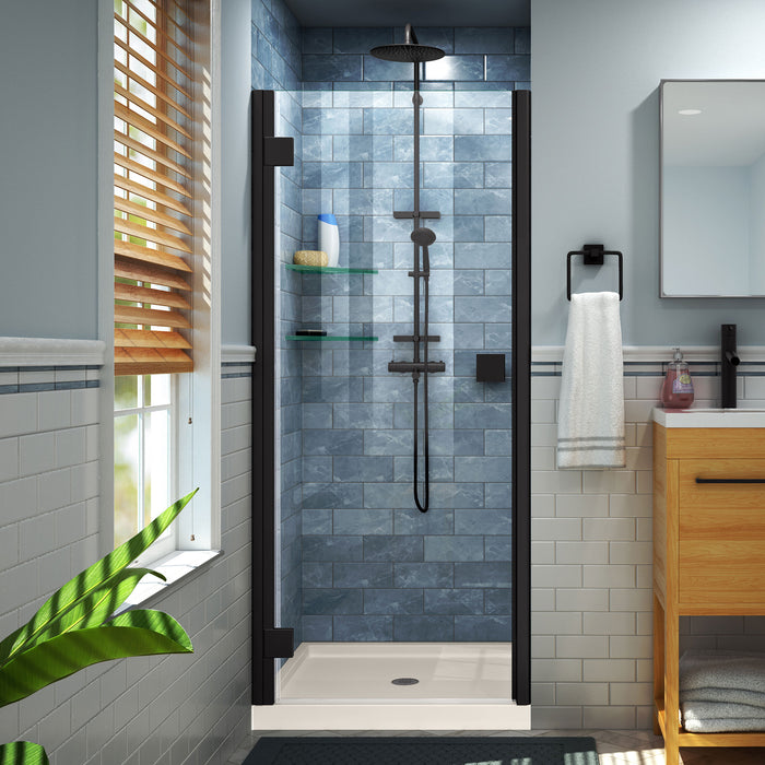 DreamLine DL-533636-22-09 Lumen 36"D x 36"W x 74 3/4"H Hinged Shower Door in Satin Black with Biscuit Base Kit