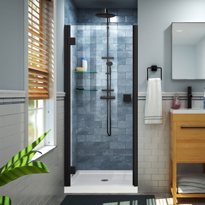 DreamLine SHDR-5334720-09 Lumen 34-35"W x 72"H Semi-Frameless Hinged Shower Door in Satin Black