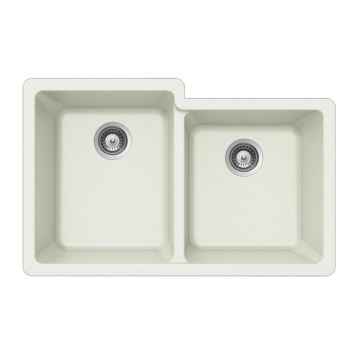 Houzer M-175U CLOUD Quartztone 33" Cloud Granite Composite Undermount 60/40 Double Bowl Kitchen Sink