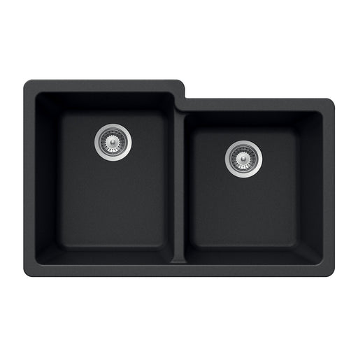 Houzer M-175U MIDNITE Quartztone 33" Midnite Granite Composite Undermount 60/40 Double Bowl Kitchen Sink