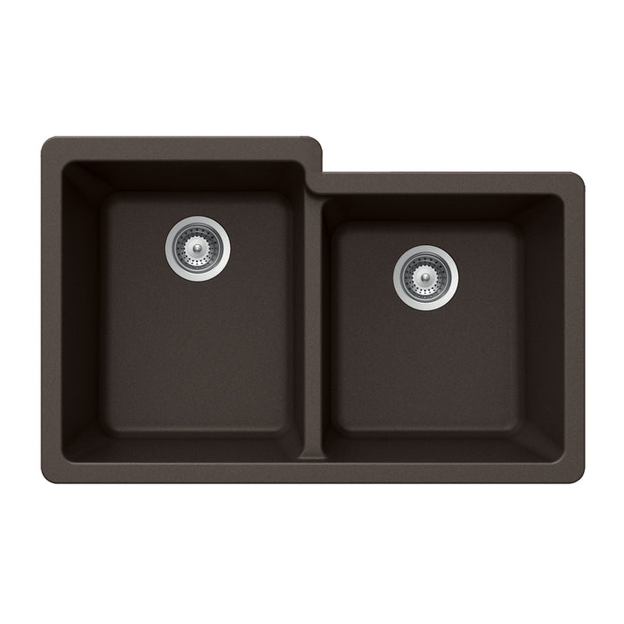Houzer M-175U MOCHA Quartztone 33" Mocha Granite Composite Undermount 60/40 Double Bowl Kitchen Sink