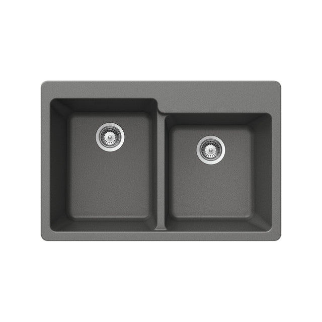 Houzer M-175U SLATE Quartztone 33" Slate Granite Composite Undermount 60/40 Double Bowl Kitchen Sink