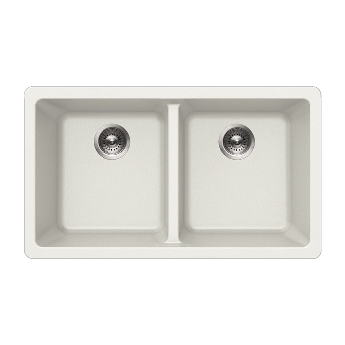 Houzer M-300U CLOUD Quartztone 31" Cloud Granite Composite Undermount 50/50 Double Bowl Kitchen Sink