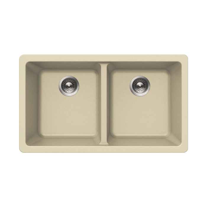 Houzer M-300U SAND Quartztone 31" Sand Granite Composite Undermount 50/50 Double Bowl Kitchen Sink