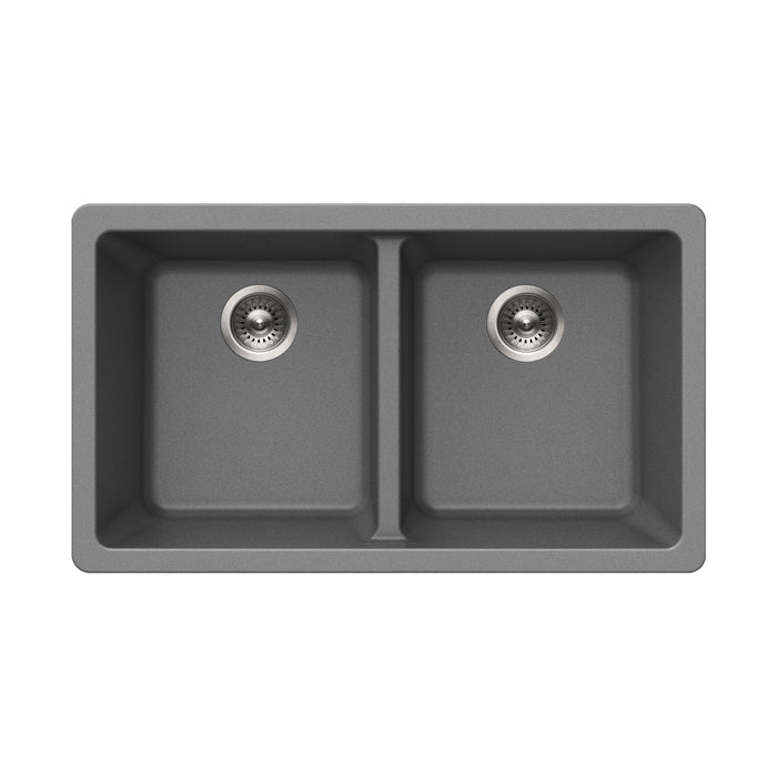 Houzer M-300U SLATE Quartztone 31" Slate Granite Composite Undermount 50/50 Double Bowl Kitchen Sink