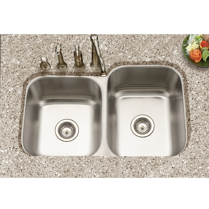 Houzer MEC-3220SL-1 Medallion 32" Undermount 60/40 Double Bowl Kitchen Sink with Bowl with Strainers