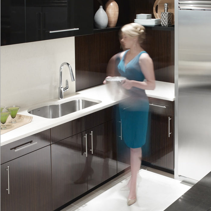 Houzer MH-3200-1 Medallion Designer 32" Undermount Offset Single Bowl Kitchen Sink with Strainer