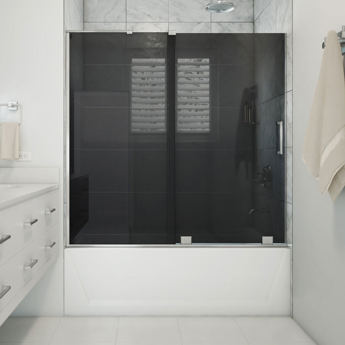 DreamLine SHDR1960580GR04 Mirage-X 56-60" W x 58" H Frameless Sliding Tub Door in Brushed Nickel