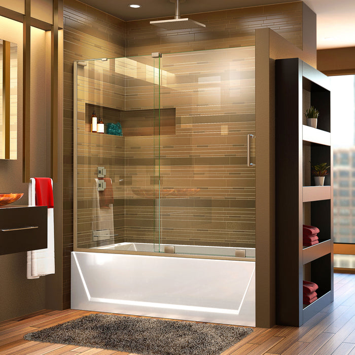 DreamLine SHDR-1960580L-04 Mirage-X 56-60"W x 58"H Frameless Sliding Tub Door in Brushed Nickel; Left Wall Installation