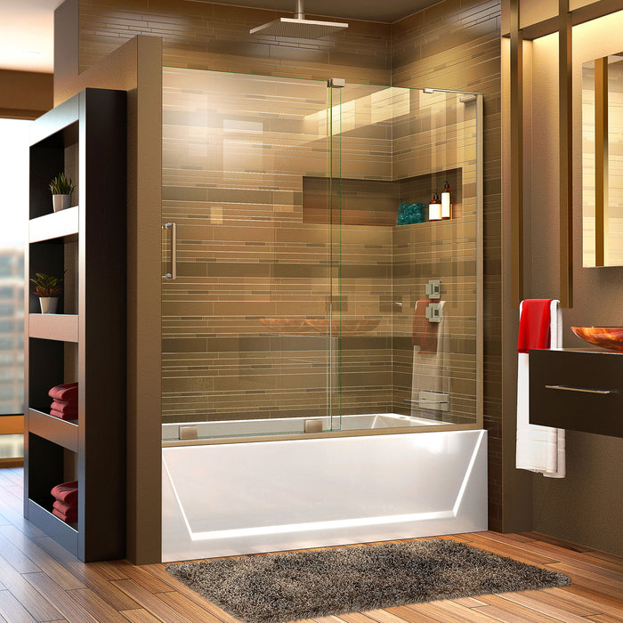 DreamLine SHDR-1960580R-04 Mirage-X 56-60"W x 58"H Frameless Sliding Tub Door in Brushed Nickel; Right Wall Installation