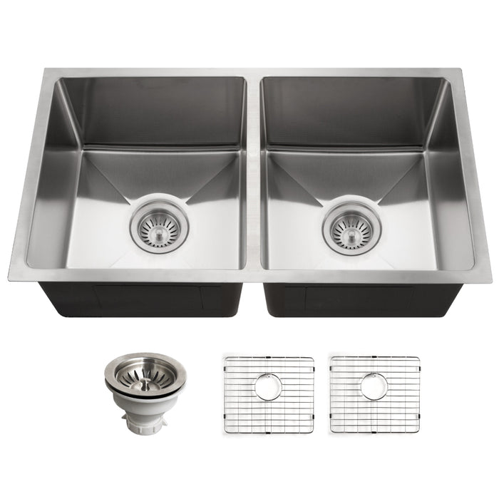 Houzer NOD-4200-1 Nouvelle 31" Undermount 50/50 Double Bowl Kitchen Sink
