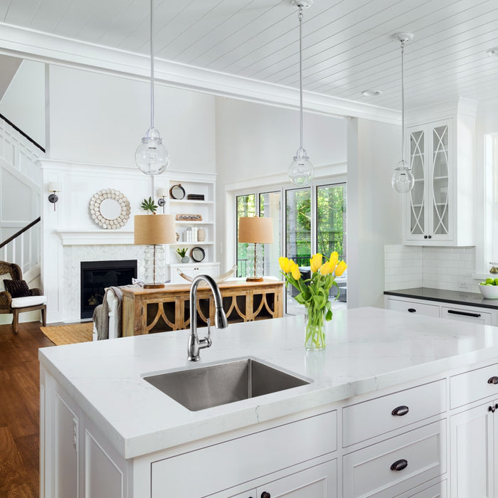 Houzer NOS-4100-1 Nouvelle 23" Undermount Single Bowl Kitchen Sink with Strainer & Grid