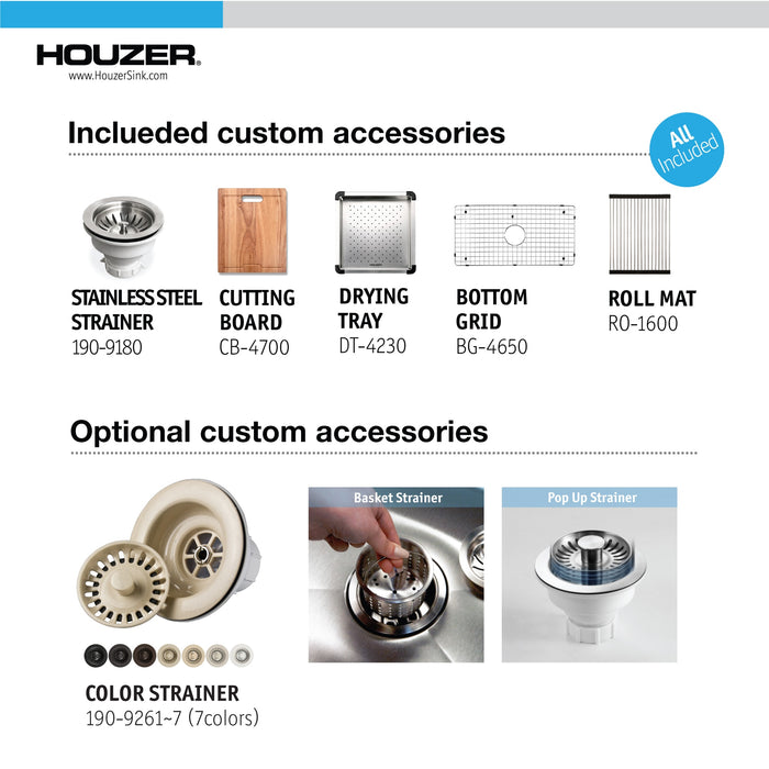 Houzer NVS-5200 32" Novus Undermount Dual Platform Workstation Kitchen Sink