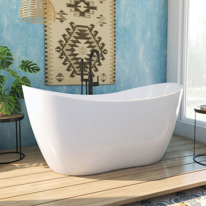 DreamLine BTNL5928FFXXC09 Nile 59" x 28" Acrylic Freestanding Bathtub with Satin Black Finish