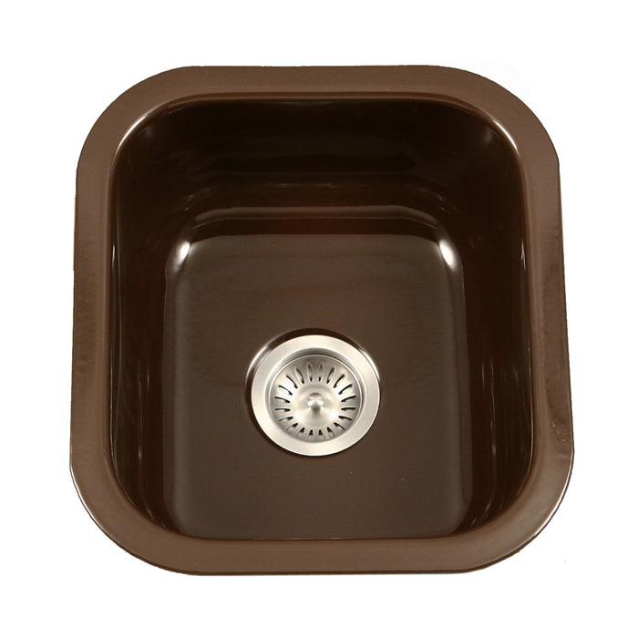 Houzer PCB-1750 ES Porcela 17" Espresso Porcelain Enamel Steel Undermount Bar Sink