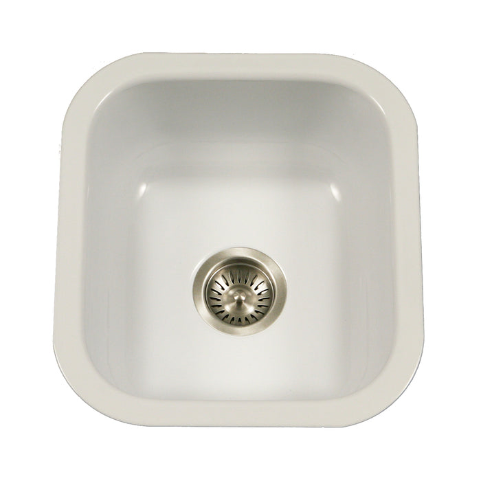 Houzer PCB-1750 WH Porcela 17" White Porcelain Enamel Steel Undermount Bar Sink