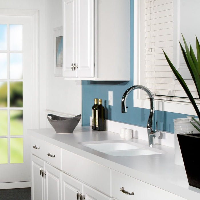 Houzer PCD-3400 WH Porcela 31" White Porcelain Enameled Steel Undermount Double Bowl Kitchen Sink