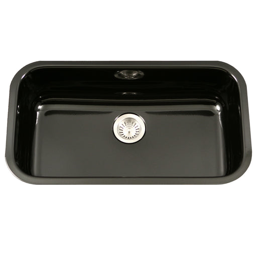 Houzer PCG-3600 BL Porcela 31" Black Porcelain Enamel Steel Undermount Single Bowl Kitchen Sink