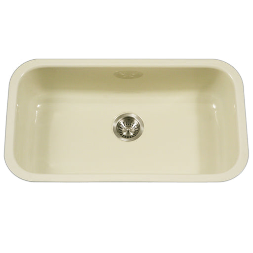 Houzer PCG-3600 BQ Porcela 31" Biscuit Porcelain Enamel Steel Undermount Single Bowl Kitchen Sink