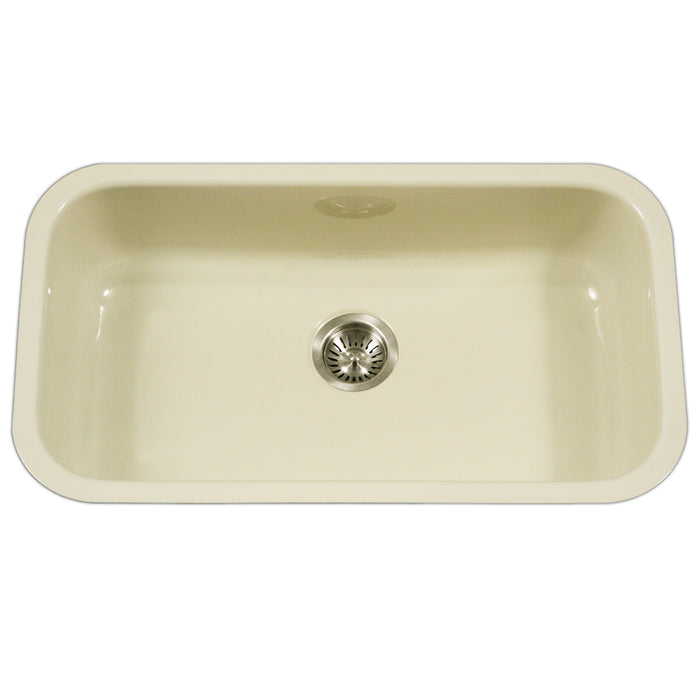 Houzer PCG-3600 BQ Porcela 31" Biscuit Porcelain Enamel Steel Undermount Single Bowl Kitchen Sink