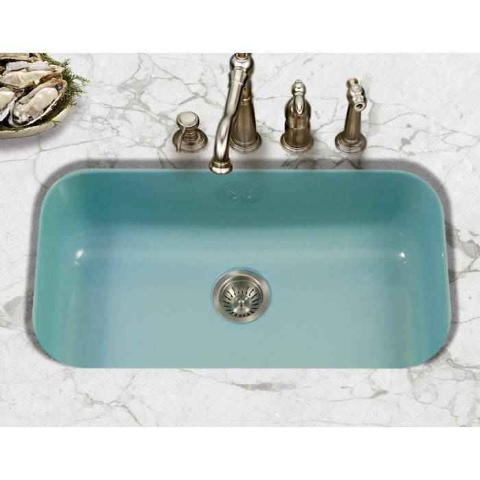 Houzer PCG-3600 MT Porcela 31" Mint Porcelain Enamel Steel Undermount Single Bowl Kitchen Sink