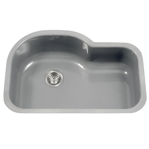 Houzer PCH-3700 SL Porcela 31" Slate Porcelain Enamel Steel Undermount Single Bowl Offset Kitchen Sink