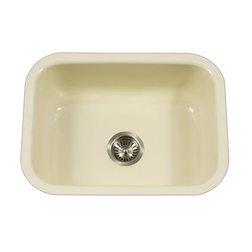 Houzer PCS-2500 BQ Porcela 23" Biscuit Porcelain Enamel Steel Undermount Single Bowl Kitchen Sink