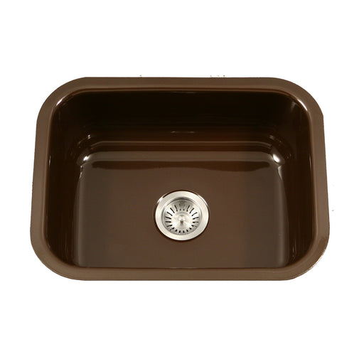 Houzer PCS-2500 ES Porcela 23" Espresso Porcelain Enamel Steel Undermount Single Bowl Kitchen Sink