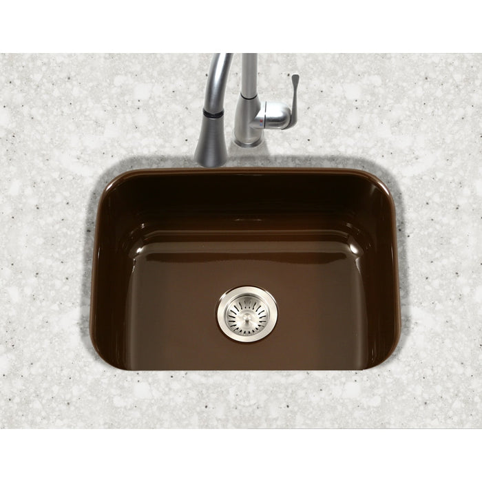 Houzer PCS-2500 ES Porcela 23" Espresso Porcelain Enamel Steel Undermount Single Bowl Kitchen Sink