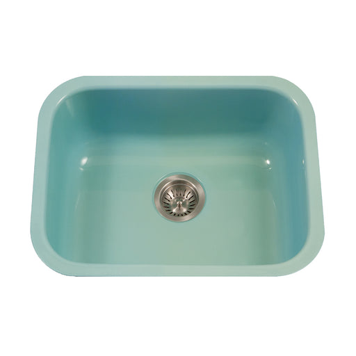 Houzer PCS-2500 MT Porcela 23" Mint Porcelain Enamel Steel Undermount Single Bowl Kitchen Sink