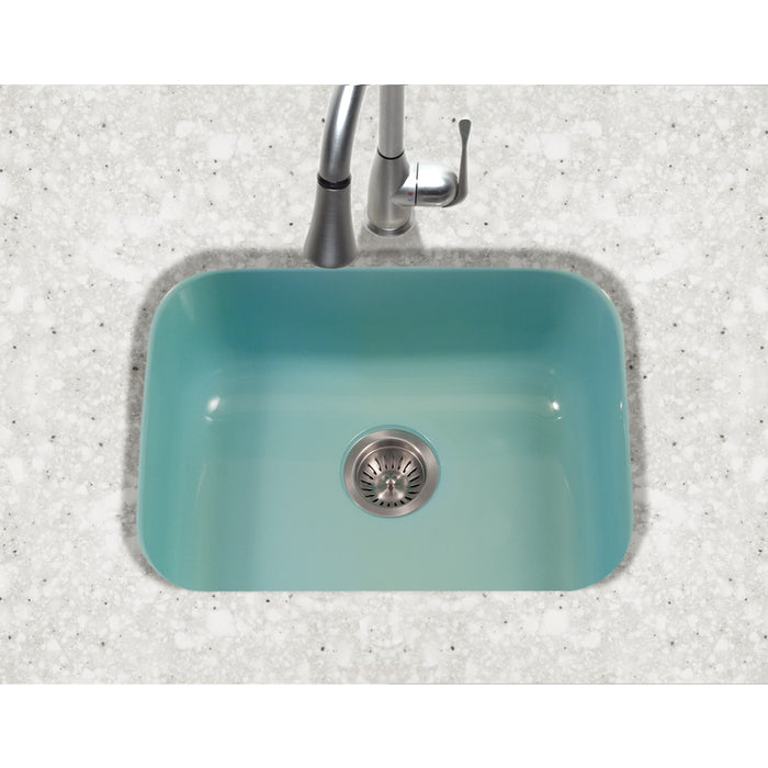 Houzer PCS-2500 MT Porcela 23" Mint Porcelain Enamel Steel Undermount Single Bowl Kitchen Sink
