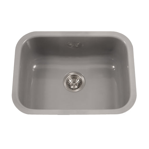 Houzer PCS-2500 SL Porcela 23" Slate Porcelain Enamel Steel Undermount Single Bowl Kitchen Sink