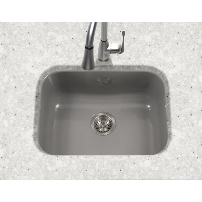 Houzer PCS-2500 SL Porcela 23" Slate Porcelain Enamel Steel Undermount Single Bowl Kitchen Sink