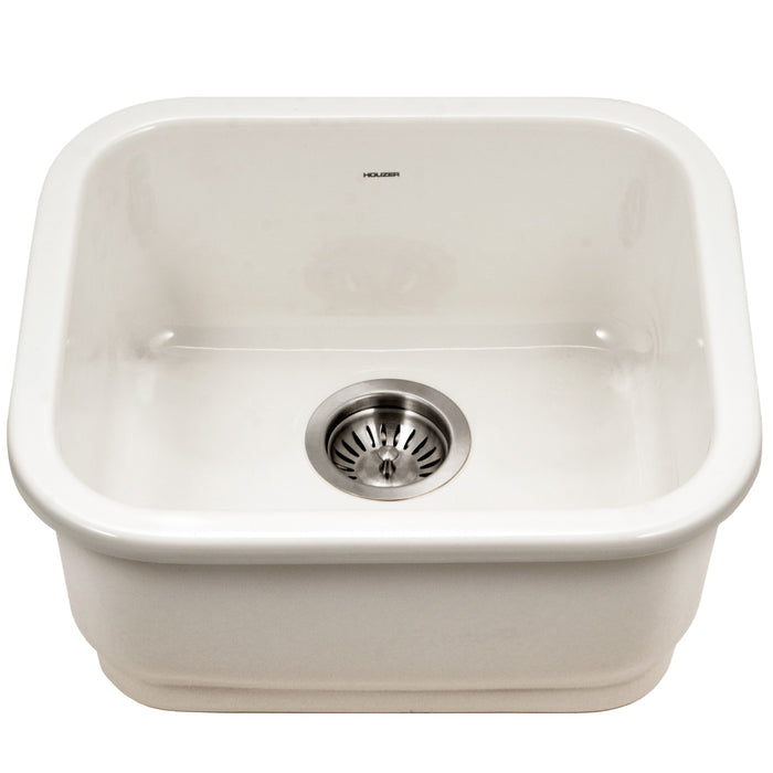 Houzer PTB-1814 BQ Platus 18" Biscuit Fireclay Undermount Single Bowl Bar Sink