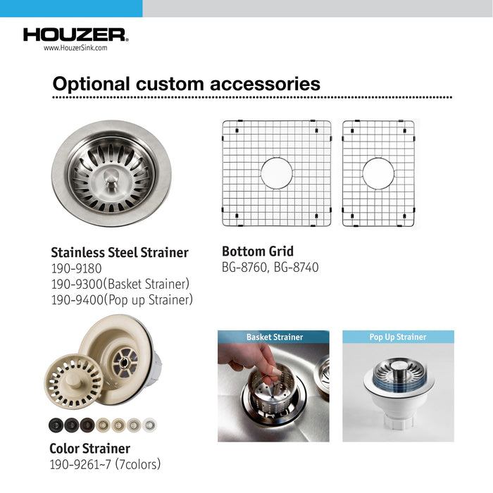 Houzer PTD-6040 BQ Platus 33" Biscuit Fireclay Apron Front Farmhouse 60/40 Double Bowl Kitchen Sink