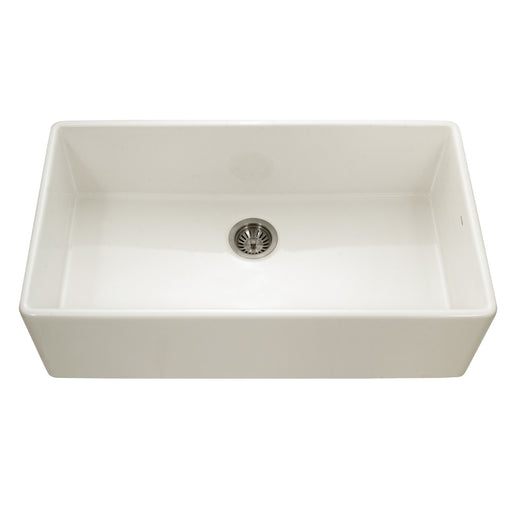 Houzer PTG-3600 BQ Platus 36" Biscuit Fireclay Apron Front Farmhouse Single Bowl Kitchen Sink