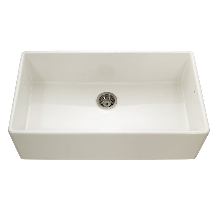 Houzer PTG-3600 BQ Platus 36" Biscuit Fireclay Apron Front Farmhouse Single Bowl Kitchen Sink